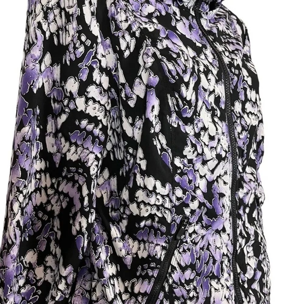 ZENERGY by CHICO'S Black Purple Athletic Sporty Full Zip Lightweight Jacket sz 0